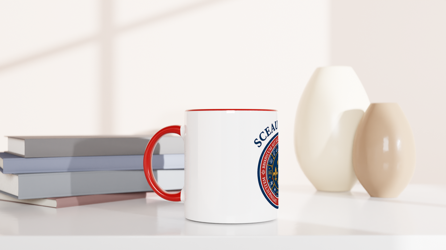 Keramiktasse „Das Siegel des Königs“ weiß, 325 ml (11 oz) mit farbiger Innenseite