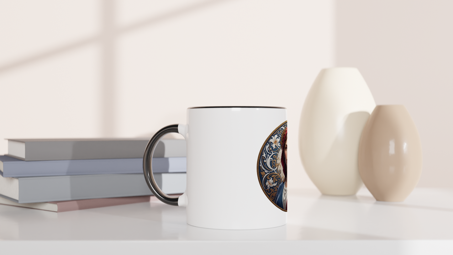 Ceramic Marianne White Mug, 325 ml (11 oz), with colored interior