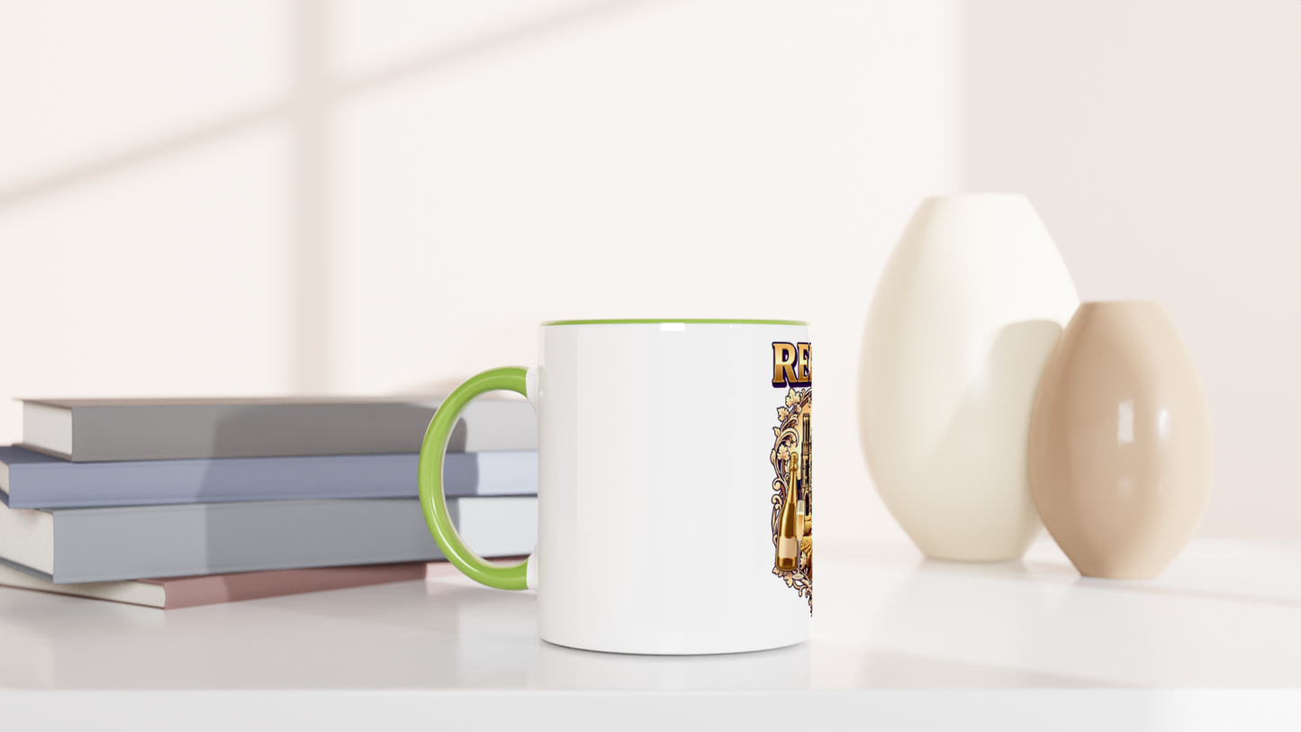 Mug en céramique Reims ville de France blanche 325 ml (11 oz) avec intérieur coloré