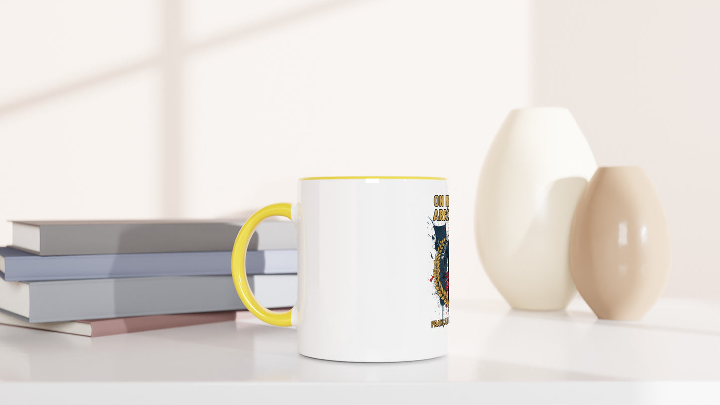 Mug en céramique on nous arrête pas  blanche 325 ml (11 oz) avec intérieur coloré