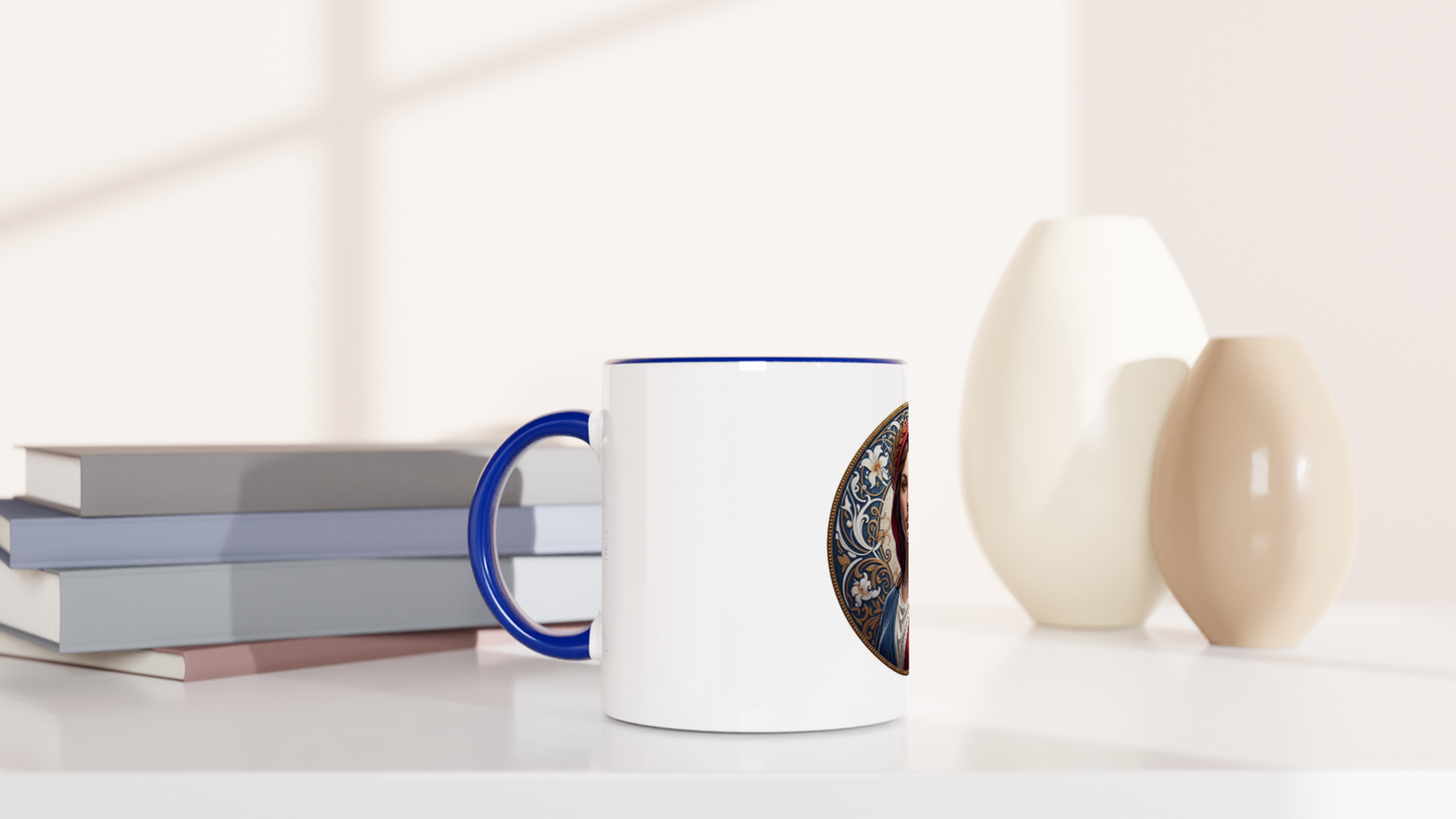 Ceramic Marianne White Mug, 325 ml (11 oz), with colored interior