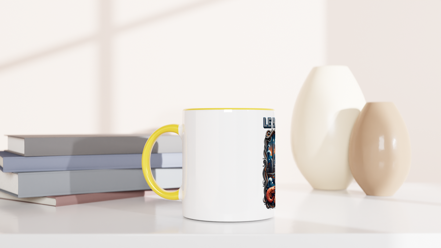 Mug en céramique blanche le Havre ville de France 325 ml (11 oz) avec intérieur coloré