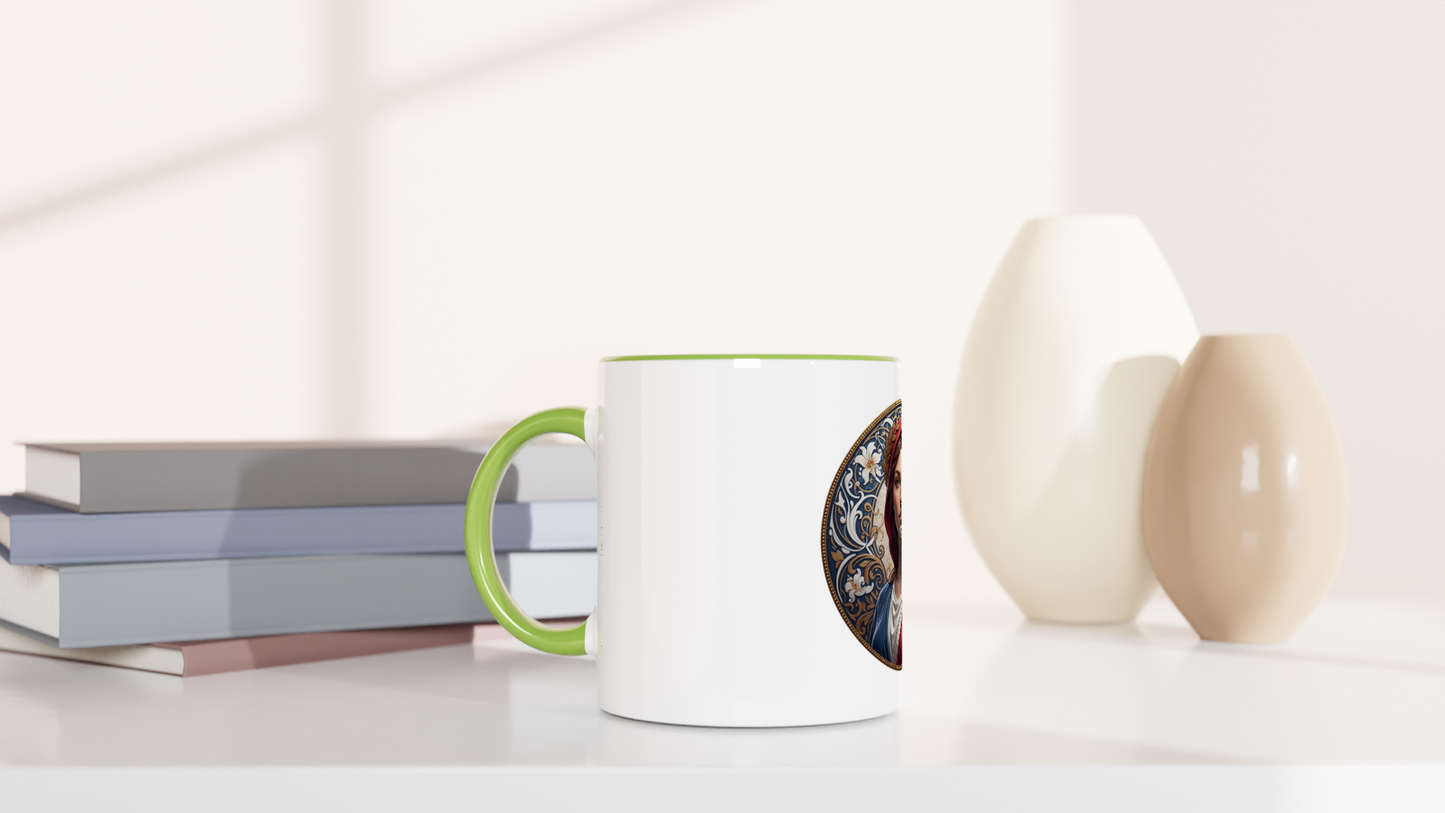Ceramic Marianne White Mug, 325 ml (11 oz), with colored interior