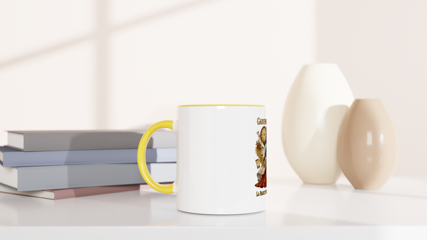 Mug en céramique blanche gardienne du temps  325 ml (11 oz) avec intérieur coloré