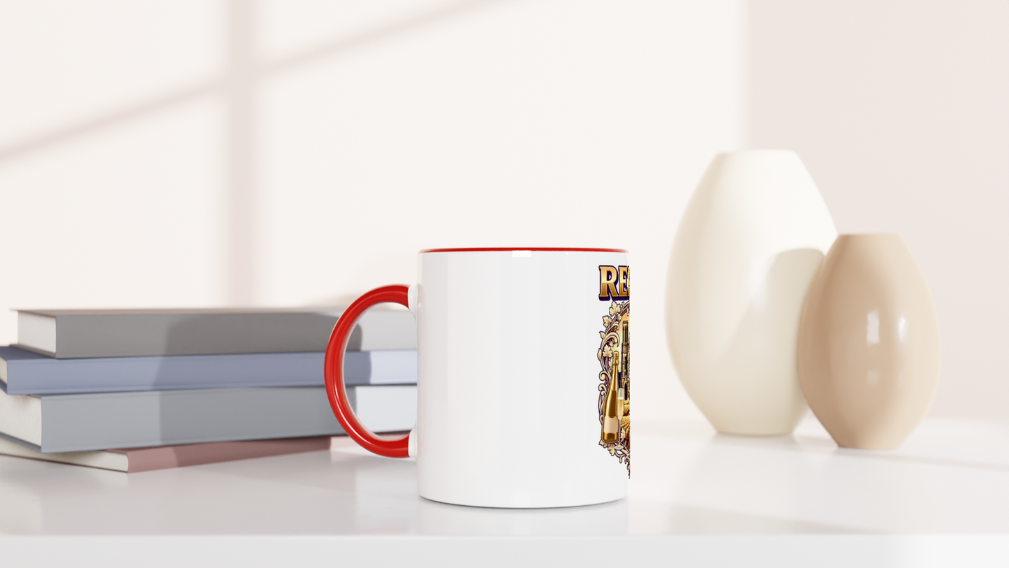 Mug en céramique Reims ville de France blanche 325 ml (11 oz) avec intérieur coloré