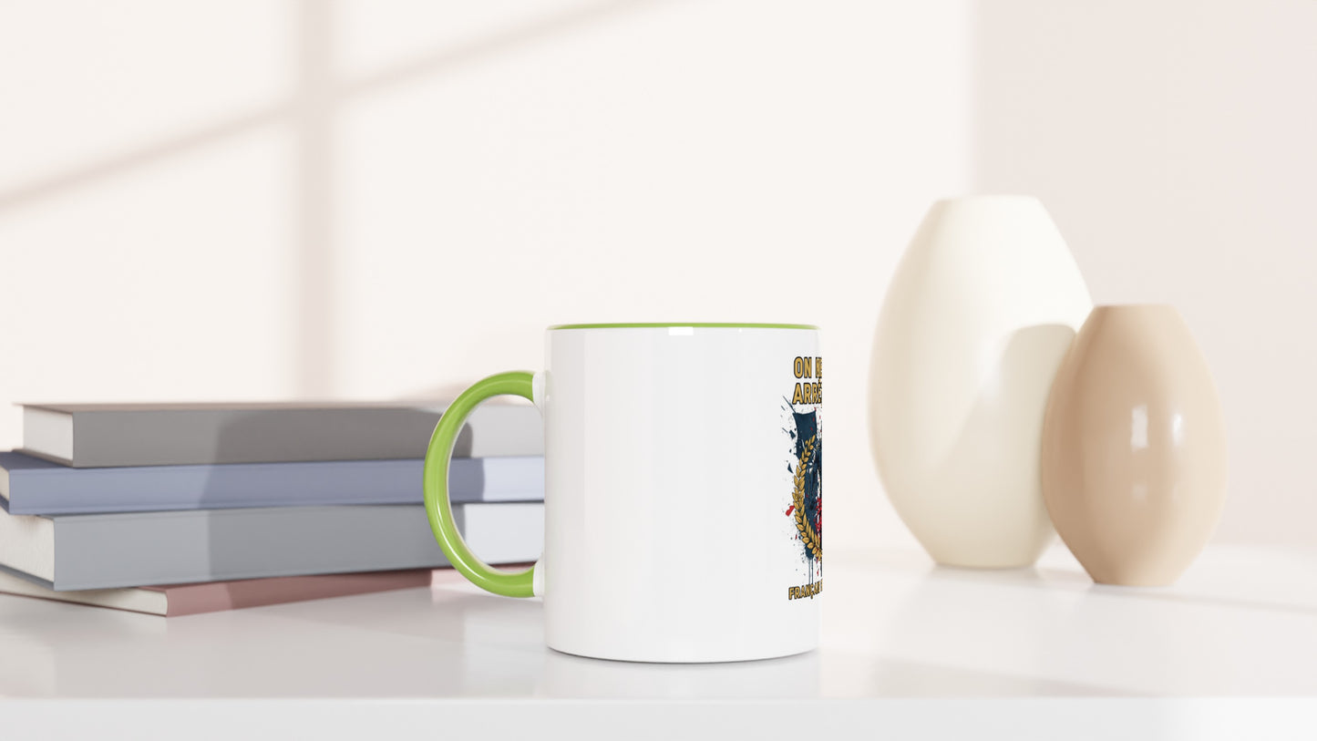 Mug en céramique on nous arrête pas  blanche 325 ml (11 oz) avec intérieur coloré