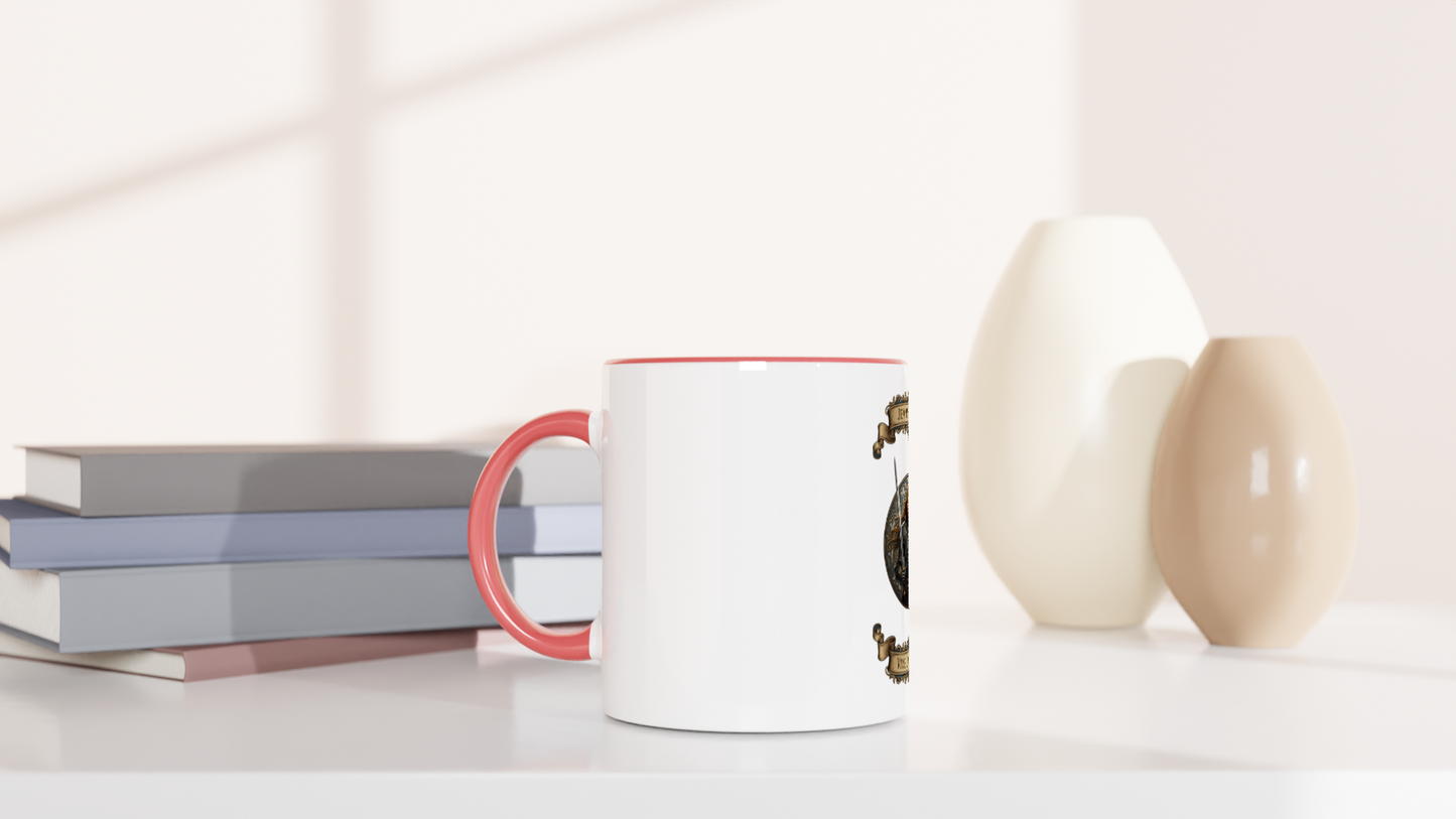 Joan of Arc 325 ml (11 oz) white ceramic mug with colored interior