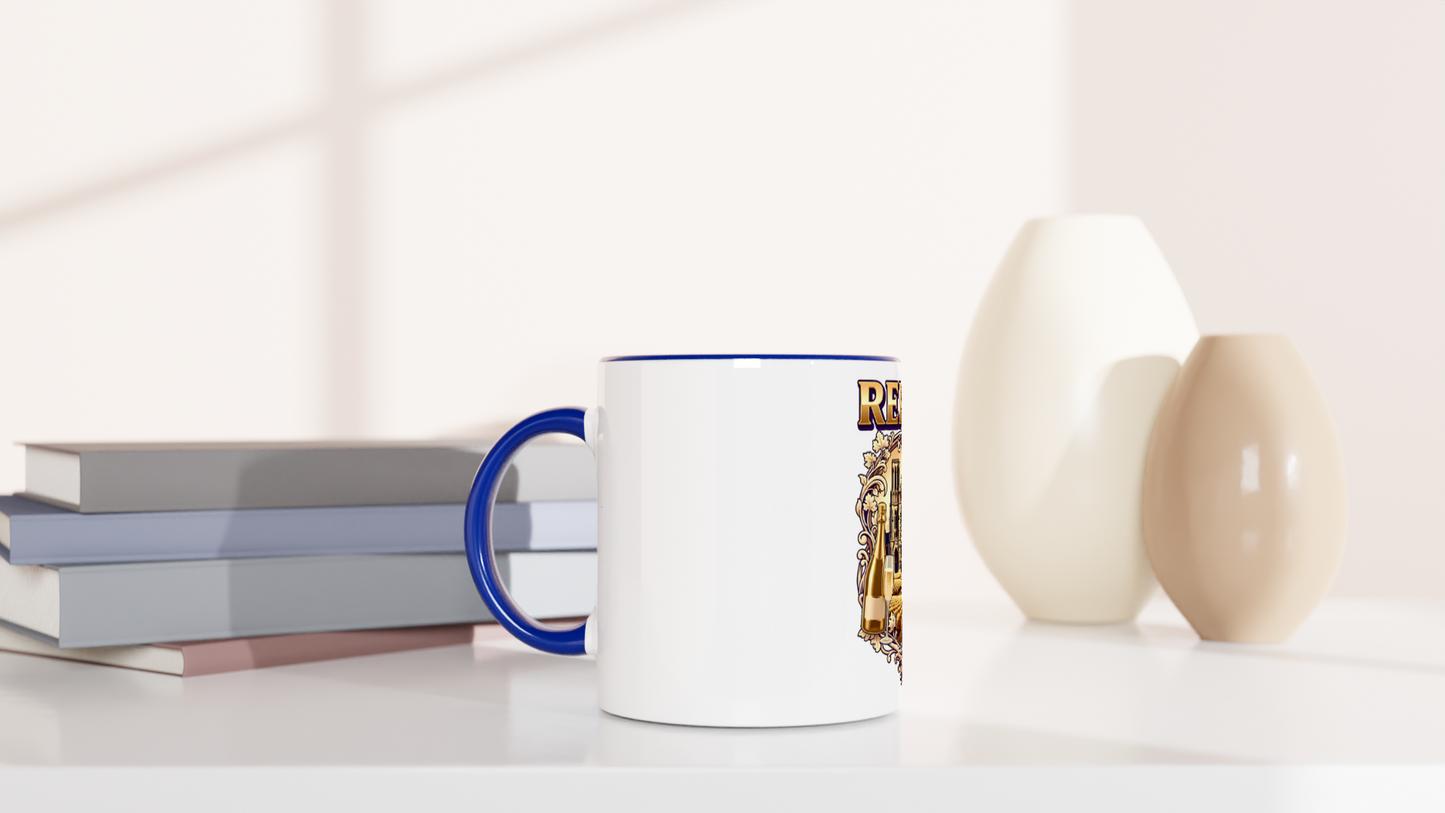 Mug en céramique Reims ville de France blanche 325 ml (11 oz) avec intérieur coloré