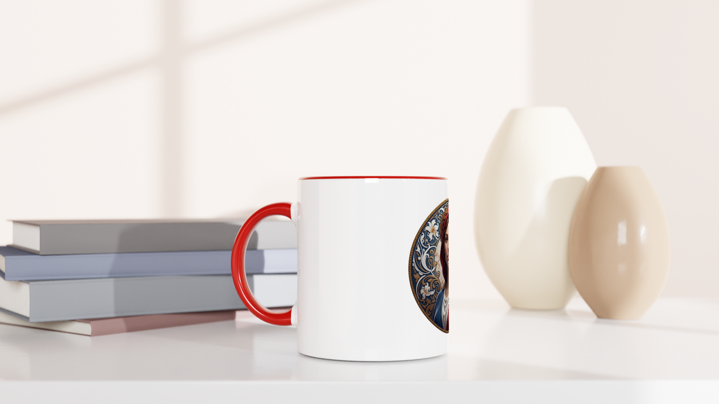 Ceramic Marianne White Mug, 325 ml (11 oz), with colored interior