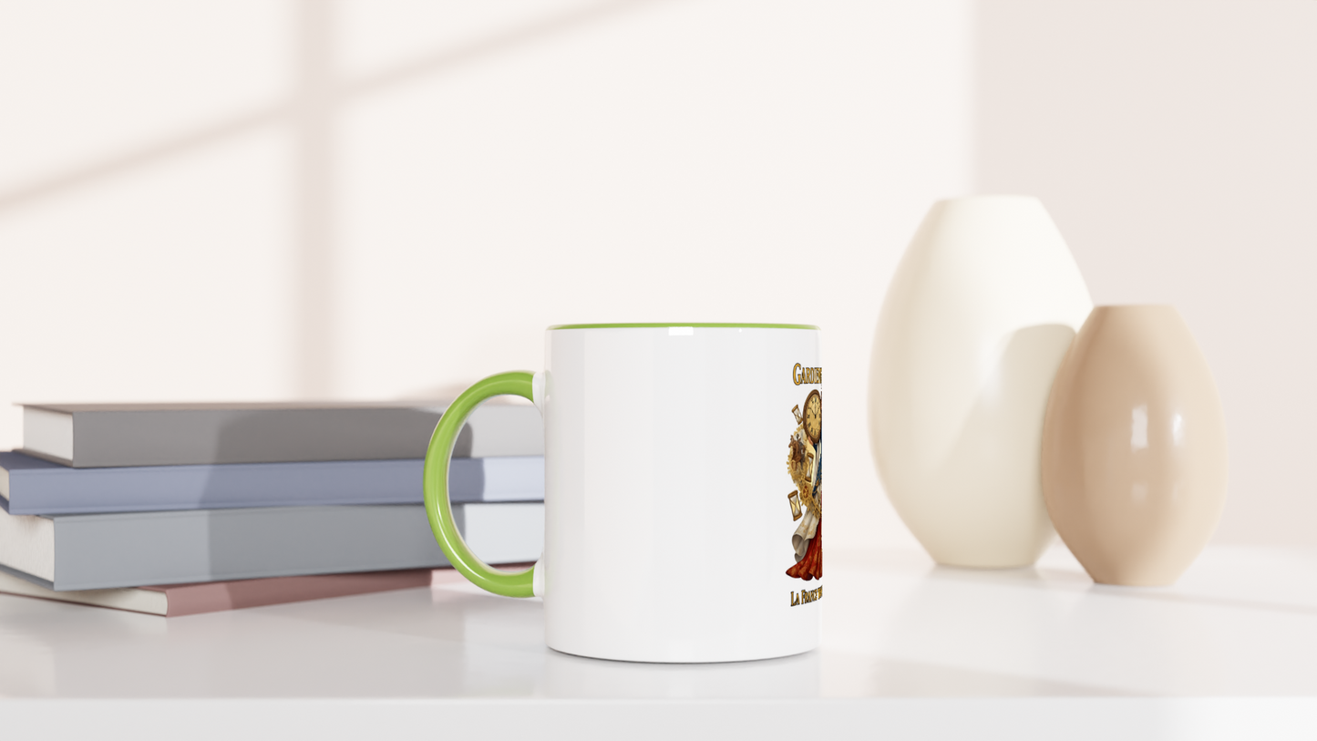 Mug en céramique blanche gardienne du temps  325 ml (11 oz) avec intérieur coloré