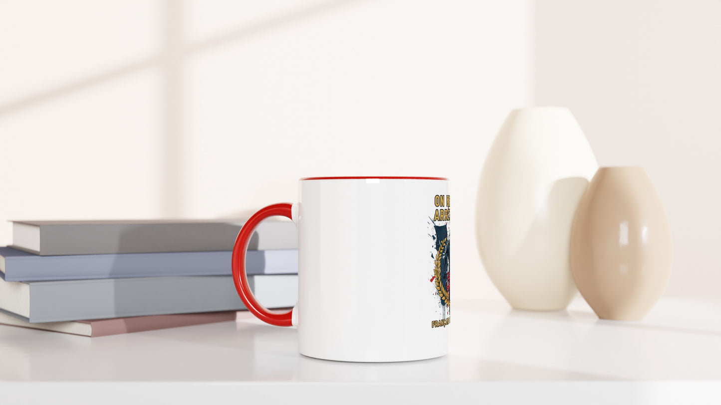 Mug en céramique on nous arrête pas  blanche 325 ml (11 oz) avec intérieur coloré