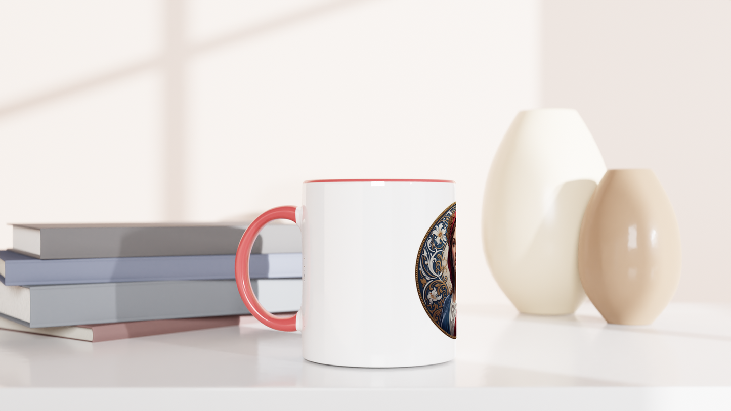Ceramic Marianne White Mug, 325 ml (11 oz), with colored interior